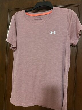 Under Armour Pink Striped Short Sleeve Performance Tee